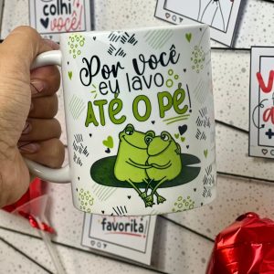 Caneca Personalizada Por você eu lavo até o pé Branca - Ecotevi